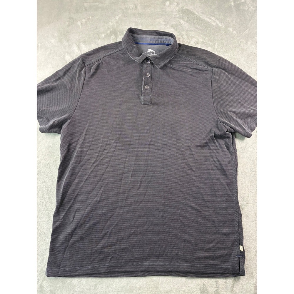 Tommy Bahama Mens Gray Micro Textured Short Sleeve Polo Shirt Size M